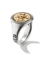 Maritime Compass Signet Ring In Sterling Silver