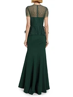 Lace Peplum Gown