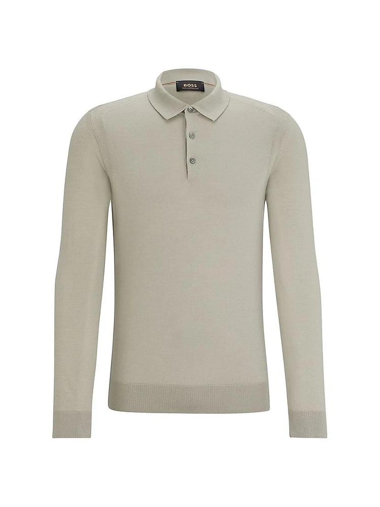 Polo-Collar Sweater Wool Silk And Cashmere