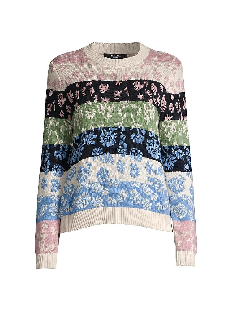 Fleres Floral Striped Cotton Sweater