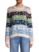 Fleres Floral Striped Cotton Sweater