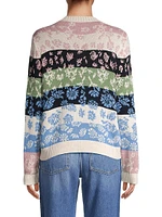 Fleres Floral Striped Cotton Sweater