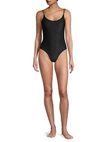 Leather-Strap One-Piece Swimsuit