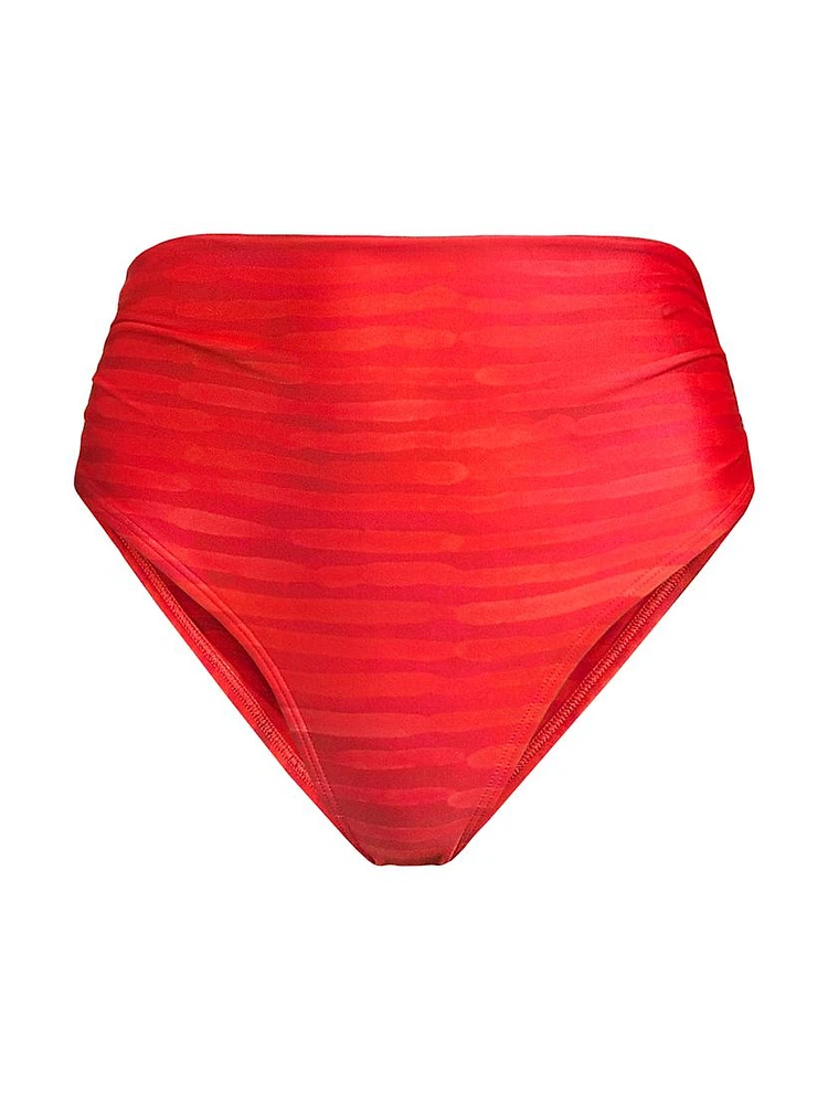 Ruched High-Waist Bikini Bottoms