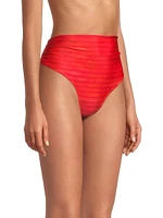 Ruched High-Waist Bikini Bottoms