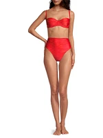 Ruched High-Waist Bikini Bottoms