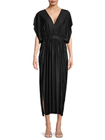 Ruched V-Neck Midi-Dress