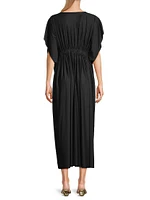 Ruched V-Neck Midi-Dress