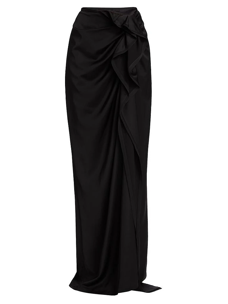 Draped Satin Maxi Skirt