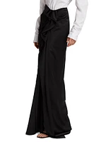 Draped Satin Maxi Skirt