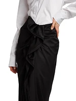 Draped Satin Maxi Skirt