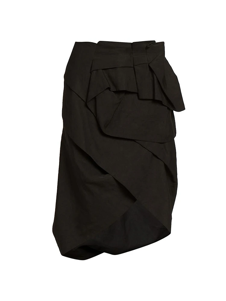 Sispy Gathered Linen-Blend Midi-Skirt