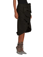 Sispy Gathered Linen-Blend Midi-Skirt