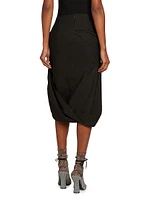 Sispy Gathered Linen-Blend Midi-Skirt