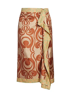 Sole Printed Silk Midi-Skirt