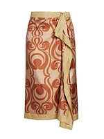 Sole Printed Silk Midi-Skirt