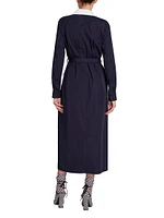 Dafar Lace-Up Cotton Midi-Dress