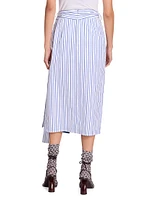 Solada Striped Cotton Midi-Skirt