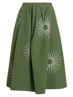 Soni Embroidered Cotton Midi-Skirt