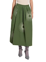 Soni Embroidered Cotton Midi-Skirt