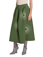 Soni Embroidered Cotton Midi-Skirt