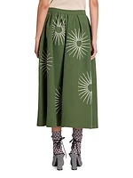 Soni Embroidered Cotton Midi-Skirt