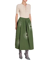 Soni Embroidered Cotton Midi-Skirt