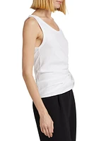 Hoga Gathered Cotton Rib-Knit Tank