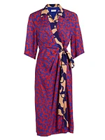 Dakolai Geometric Wrap Midi-Dress