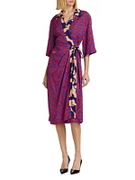 Dakolai Geometric Wrap Midi-Dress