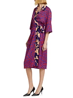 Dakolai Geometric Wrap Midi-Dress