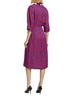 Dakolai Geometric Wrap Midi-Dress