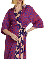 Dakolai Geometric Wrap Midi-Dress