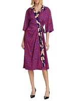 Dakolai Geometric Wrap Midi-Dress