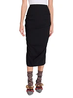 Sonata Gathered Wool-Blend Midi-Skirt