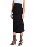 Sonata Gathered Wool-Blend Midi-Skirt