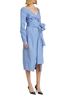 Dolada Striped Cotton Wrap Dress