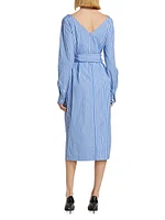 Dolada Striped Cotton Wrap Dress