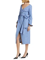 Dolada Striped Cotton Wrap Dress