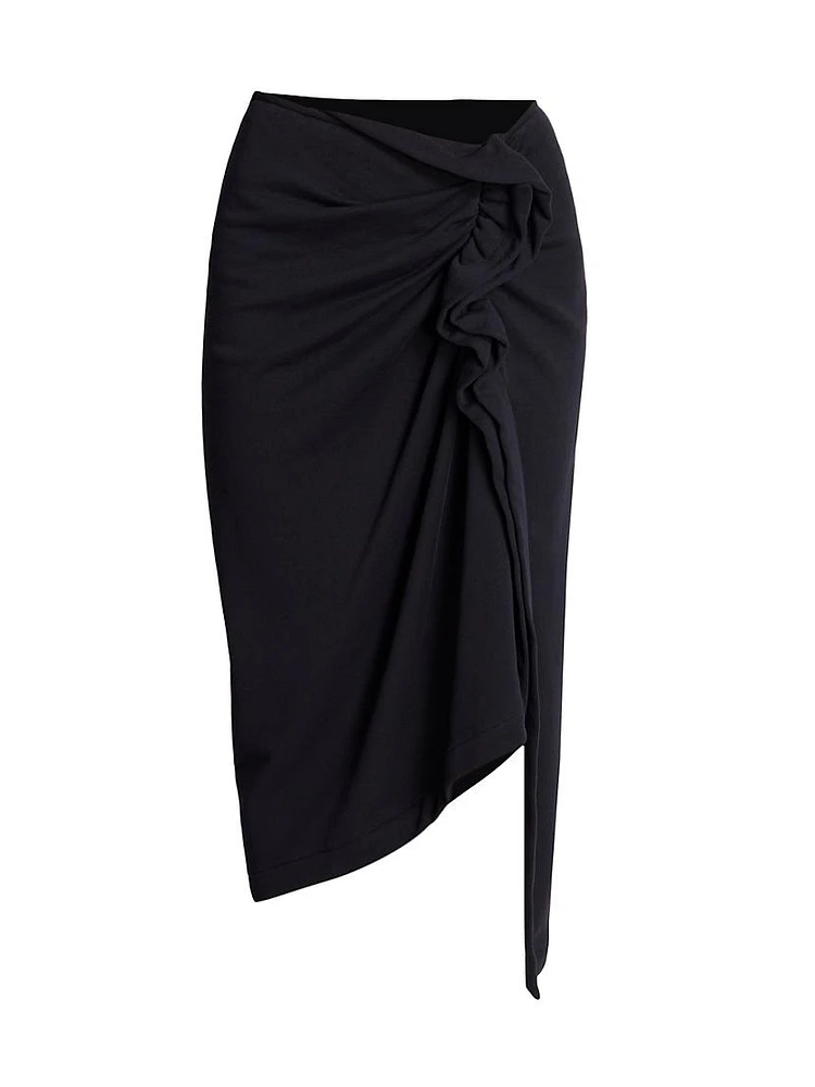 Hanam Draped Cotton Midi-Skirt