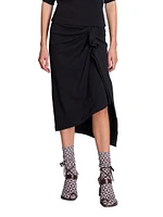 Hanam Draped Cotton Midi-Skirt