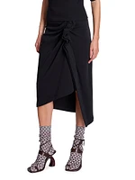 Hanam Draped Cotton Midi-Skirt