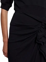 Hanam Draped Cotton Midi-Skirt