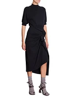 Hanam Draped Cotton Midi-Skirt