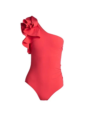 One-Shoulder Ruffled One-Piece Swimsuit