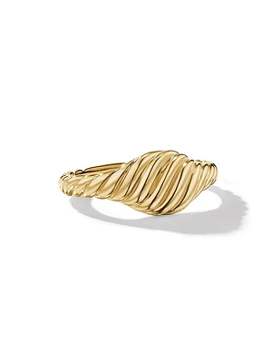 Sculpted Cable Micro Pinky Ring 18K Yellow Gold