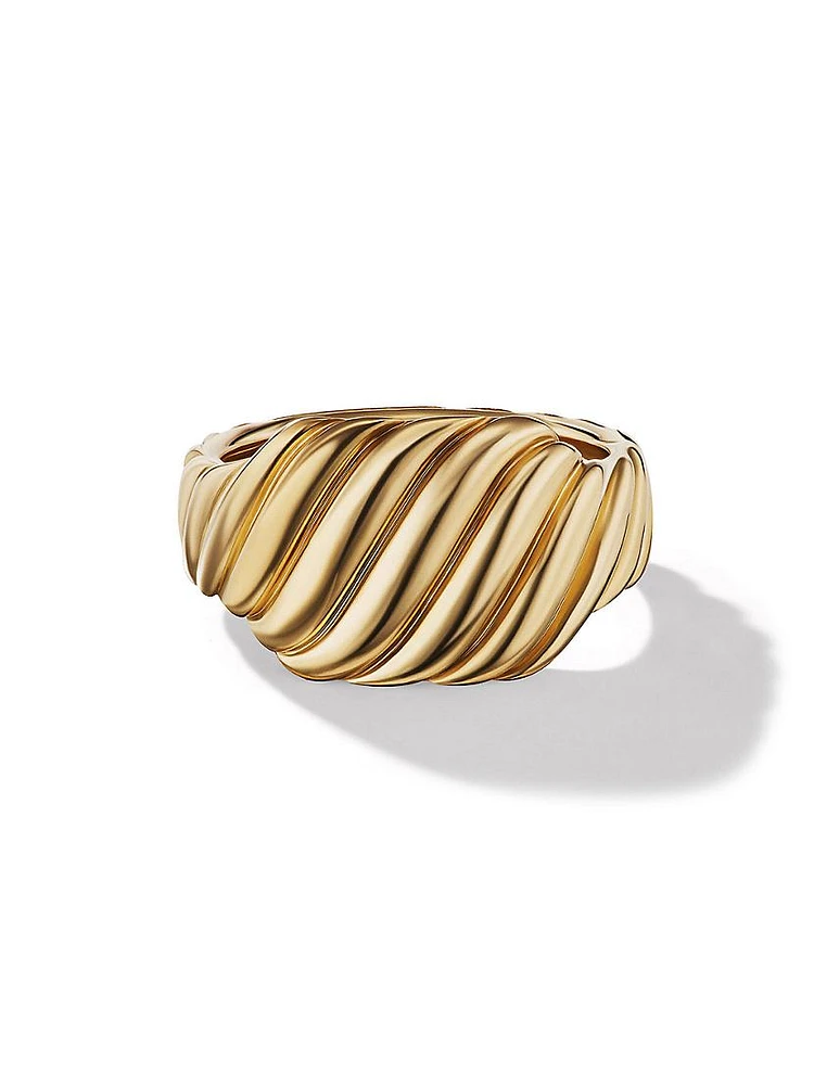 Sculpted Cable Contour Ring 18K Yellow Gold, 12.5mm