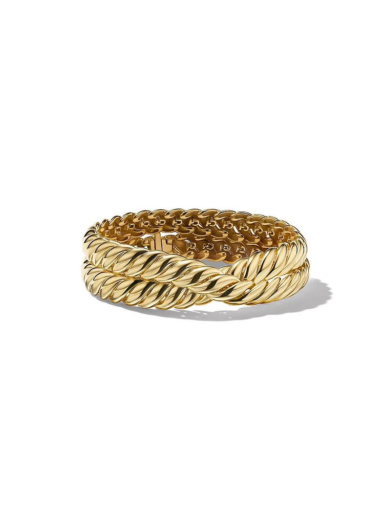 Sculpted Cable Double Wrap Bracelet 18K Yellow Gold