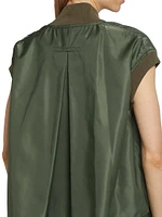 Pleated-Back Twill Bomber Vest