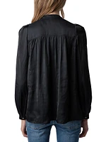 Pleated Satin Blouse